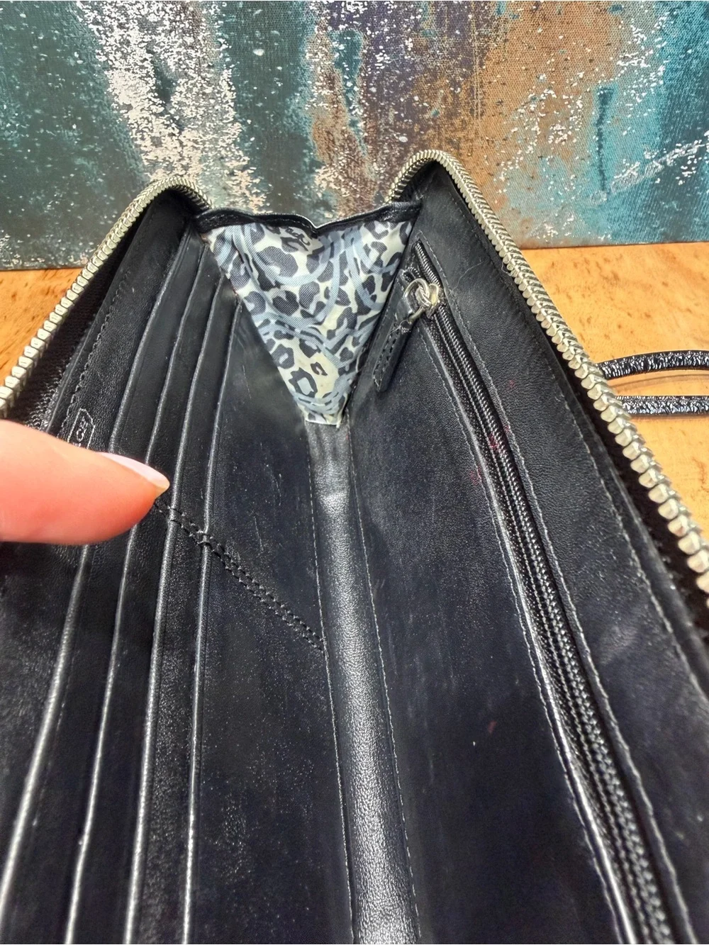 Coach Y2K Poppy Black Patent Leather Zip-Around Wallet Wristlet